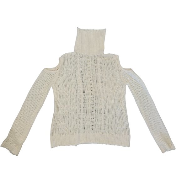 l love Cream Open Shoulder Cable Knit Sweater - Cream - Picture 3 of 5